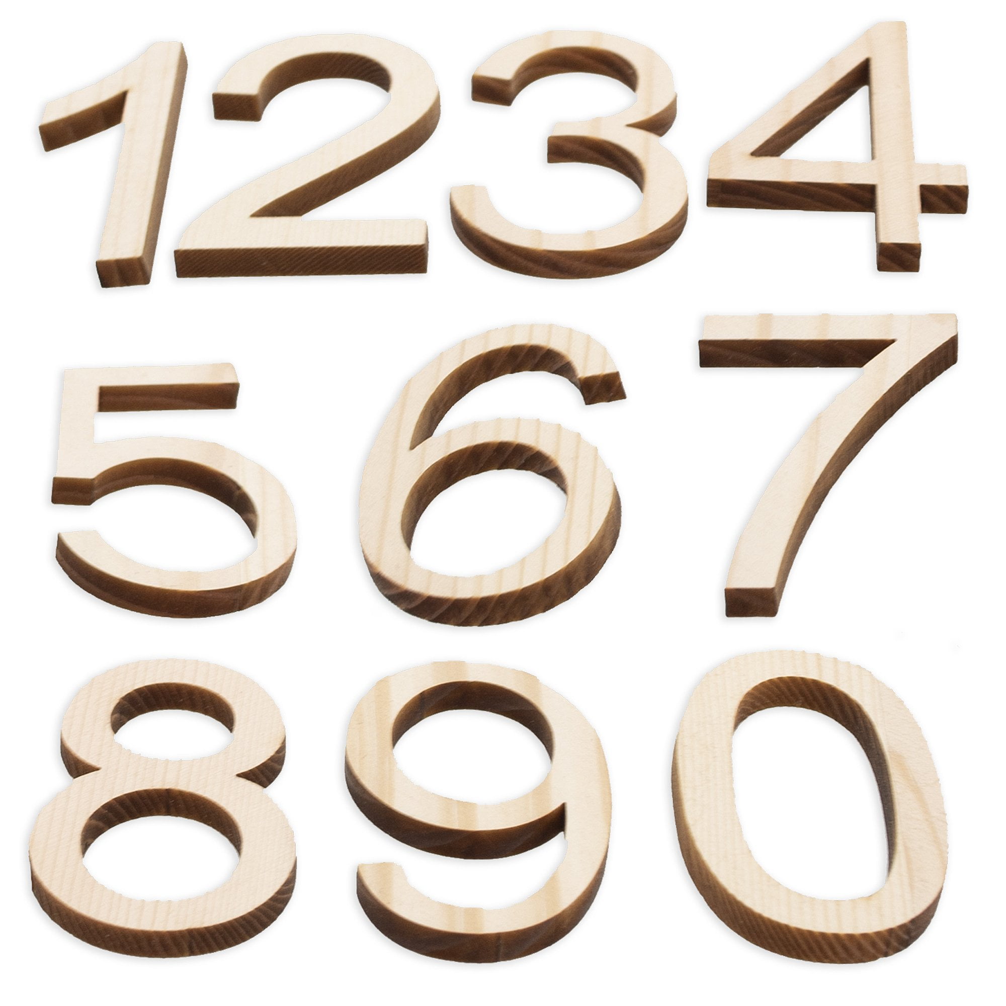 200PCs Wooden Natural Numbers Wooden Numbers Number 0 to 9 for DIY Craft,Wedding Display Decor,Home Decor