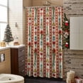 thumbnail image 3 of Christmas Stripes Bathroom Shower Curtain Bell Flower Stars Snowflakes Linen Waterproof Washable Shower Curtains for Bathtub Bath Decor with Grommets and Hook 72 X 84 Inch, 3 of 8