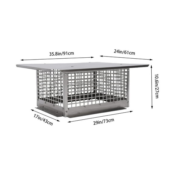 Chimney Cap Flue Caps 17"x29" Mesh Fireplace Chimney Cover Stainless for Outdoor