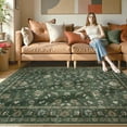 thumbnail image 2 of Lahome Decor Floral Area Rug 5x7, Machine Washable Rugs for Entryway, Non Slip Rug with Vintage Printed, Low Pile Carpet for Living Room Kitchen Bedroom Home, Green, 2 of 9