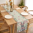 thumbnail image 3 of Table Runner 60 Inches Long for Kitchen Dining, Bunny Easter Dresser Scarf Farmhouse, Dining Table Decorations for Wedding/Parties, Spring Floral Eucalyptus Leaves Green Plaid Rustic 13 x 60 In, 3 of 8