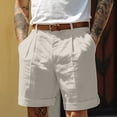 thumbnail image 2 of Gaukiv Men's Pleated Shorts Lightweight Casual Beach Bottoms Light Gray M, 2 of 5