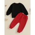 thumbnail image 6 of Baby Toddler Kids Boys 2-piece Valentine’s Day Clothing Set, 6 12 18 24 Months 2T 3T 4T Long Sleeve Letters Print Sweatshirt with Sweatpants Outfit, 6 of 9
