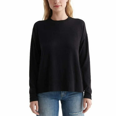Lucky Brand Women's Long Sleeve Cozy Crewneck Sweater(Black XXL)