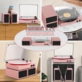 thumbnail image 3 of Tocadiscos de vinilo TANLANIN Vintage de 3 velocidades con altavoces rosa, 3 of 8