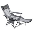 thumbnail image 1 of VEVOR Chaise de Camping Inclinable, 4 Positions Réglables, Chaise Longue Pliante Portable pour Adultes, Chaise de Plage en Maille avec Appui-Tête et Repose-Pieds, Supporte 220 Lb, Chaises de Camp Robustes pour Patio, Gris, 1 of 9
