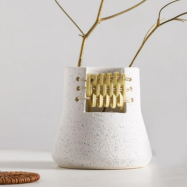 Jarrón de cerámica creativo tejido adornocas florero arte artesanía para restaurante estantería banquete decoración de blanco Baoblaze Maceta de cerámica