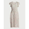 thumbnail image 6 of Time and Tru Women’s Smocked Waist Midi Dress with Short Sleeves, Sizes XS-XXXL, 6 of 6
