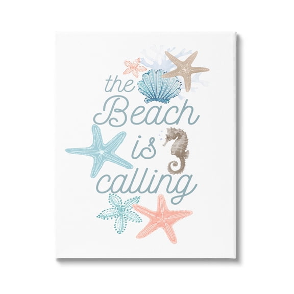 Beach Is Calling Various Sea Life Animals & Insects Graphic Art Gallery Wrapped Canvas Print Wall Art