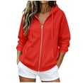 thumbnail image 5 of FDGIU Women's Full Zip Up Hooded Sweatshirt, Long Sleeve Drawstring Hoodie Jacket with Kangaroo Pocket Casual Outerwear for Daily Outdoor Wear, 5 of 8