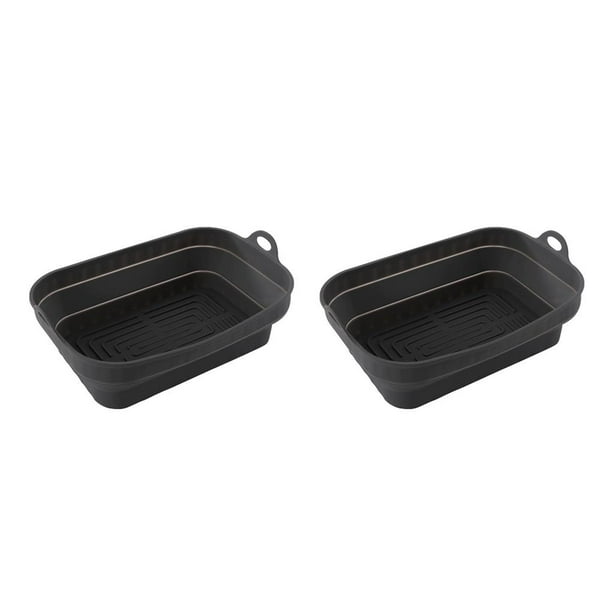 Advancent Cesta de silicona para freidora de aire, freidora de aire plegable para pollo frito, bandeja para hornear alimentos resistente al Gris 2Conjunto