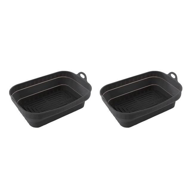 Wosthever Cesta de silicona para freidora de aire, bandeja para hornear, Pizza, pollo frito, Airfryer, bandeja para hornear resistente al calor, Gris 2piezas