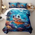 thumbnail image 2 of Erosebridal Teens Cartoon Sea Turtle Twin Quilt Set,Boys Girls Kawaii Coastal Ocean Animal Twin Coverlet Set, 2 of 7