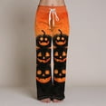 thumbnail image 4 of TANGQIOP Causal Pants for Women Halloween Printed Comfortable Drawstring Wide Leg Slacks Longline Loose Elasticized Waisted Orange S, 4 of 6