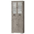 Homfa 4 Doors Bathroom 3Tier Wood Tall Linen Storage