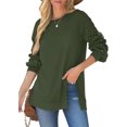 thumbnail image 3 of Fashnice Hauts pour Femmes Chandail en Molleton Col Rond Manches Longues Chandail Doux Automne Chandails en Molleton Vert Noirâtre TG, 3 of 6