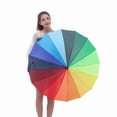 thumbnail image 3 of Rainbow Automatic Long Handle Umbrella with 16 Ribs and UPF 30+ UV Protection, 3 of 5