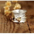 thumbnail image 4 of Womens Two Tone Electroplated Alloy Ring with Bee and Flower Design Wide Band Fashion Jewelry Insect Ring for Women Statement Ring, 4 of 5
