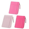 thumbnail image 1 of Cartera ultrafina con cremallera y pulsera para tarjetas de crédito para mujer Cartera de cuero pequeña y compacta, 1 of 5