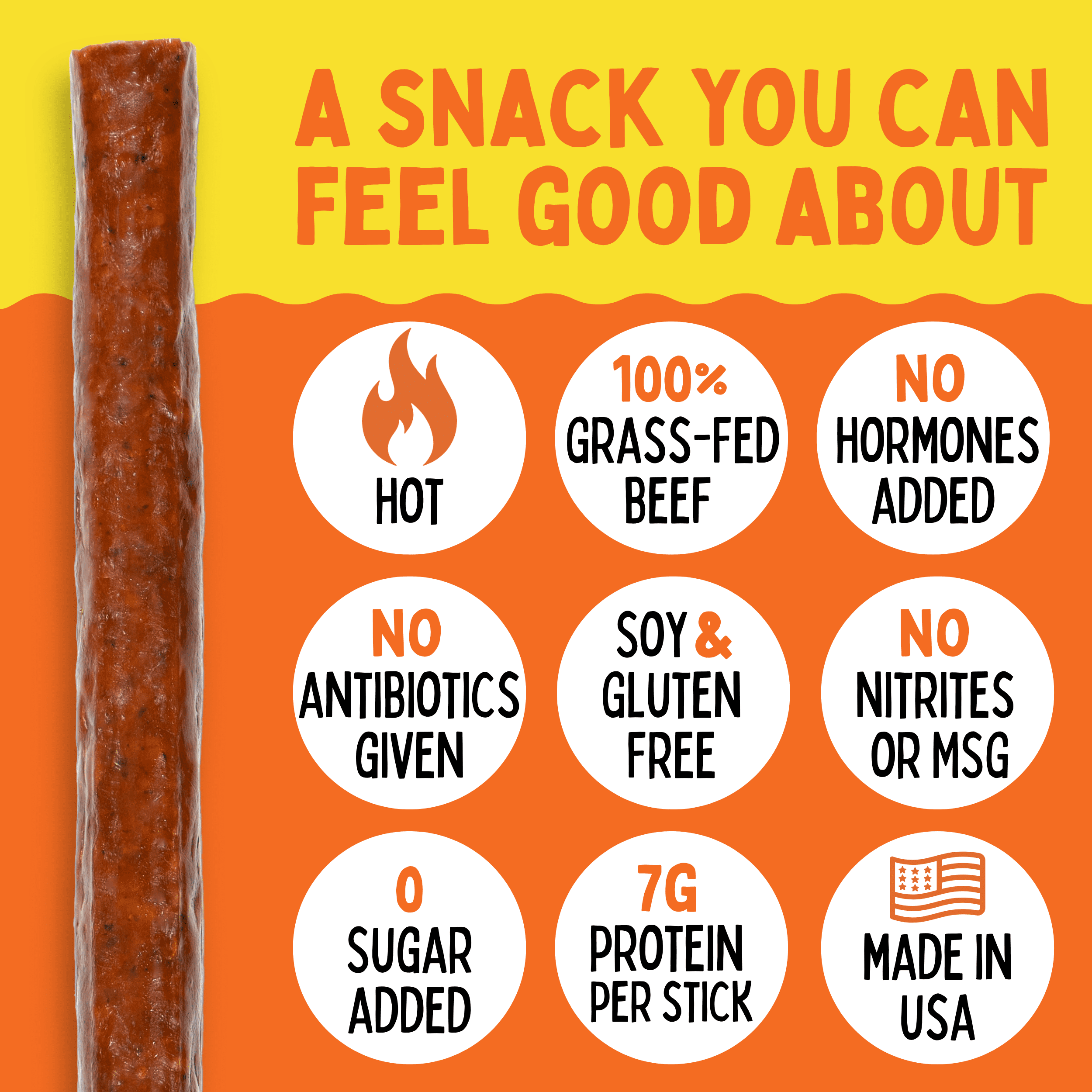 Spicy Southwest, Grass Fed Beef Sticks. No Sugar, Artificial Nitrates, Nuts or MSG. Gluten, Soy, Dairy Free Beef Jerky. Low Calorie High Protein Meat Stick. Paleo & Keto Snack (24 Cnt)