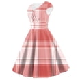 thumbnail image 3 of Cavosen Vintage Dresses for Women 1950 Pink Retro Short Sleeve V Neck A-Line Tea Length Dresses Plaid Elegant Bodycon Rockabilly Cocktail Party Dress Summer Homecoming 2XL, 3 of 3