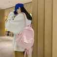 thumbnail image 4 of Otqutp Student Bag Female Pure Color Simple Leisure Shoulder Bag Campus Backpack for Women's Casual Traveling Hiking(Pink,One Size), 4 of 6
