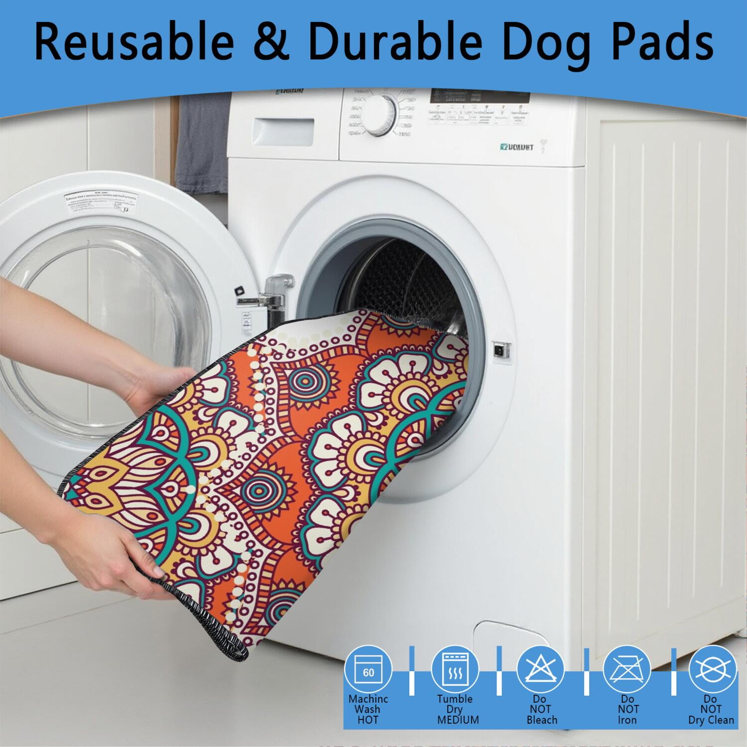 Mandala Washable Dog Pee Pads 48" x48", Reusable Potty Training Pads with Non-Slip Backing, for Indoor Use on Tile, Wood and Laminate Floors.