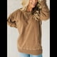 thumbnail image 5 of Sudadera Informal de Larga con Cuello Redondo para Mujer, Sudadera Holgada Marrón L, 5 of 8