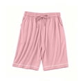 thumbnail image 3 of Women Pajama Pants Dqueduo Women's Solid Color High Waisted Plus Size Loungewear Shorts With Pockets Elastic Drawstring Waistband Sleepwear Pink XXXXXL, 3 of 6