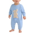 thumbnail image 3 of Mercatoo Easter Baby Boy Girl Outfit Embroidery Bunny 𝐑ompers Bunny Tail Jumpsuit Unisex Newborn Infant Easter Clothes Soft Bodysuits, 3 of 4