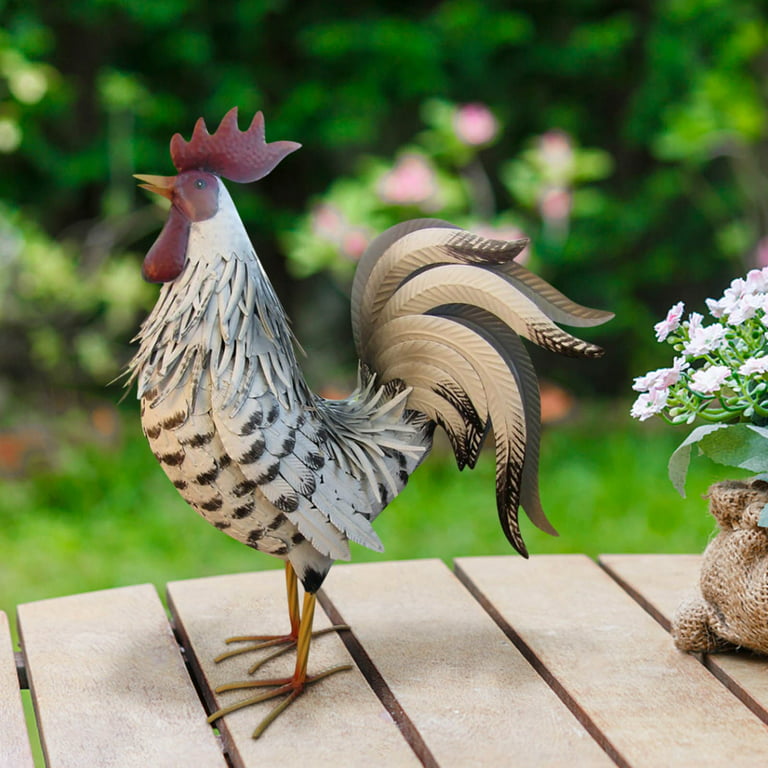 Large Metal Rooster Decor Rooster Garden Statues Decor Yard - Temu