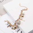 thumbnail image 4 of Pulsera de eslabones de cadena de oro - Pulseras con cierre de amor extensor de 7 "+ 2" para mujeres y niñas, con corazón de amor, llave, candado, pulsera con dijes, 4 of 5