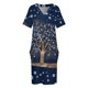 thumbnail image 3 of Nazar Charm Tree-vestido de noche suelto dorado sobre azul oscuro vestido de bolsillo ropa estética de lujo, 3 of 6
