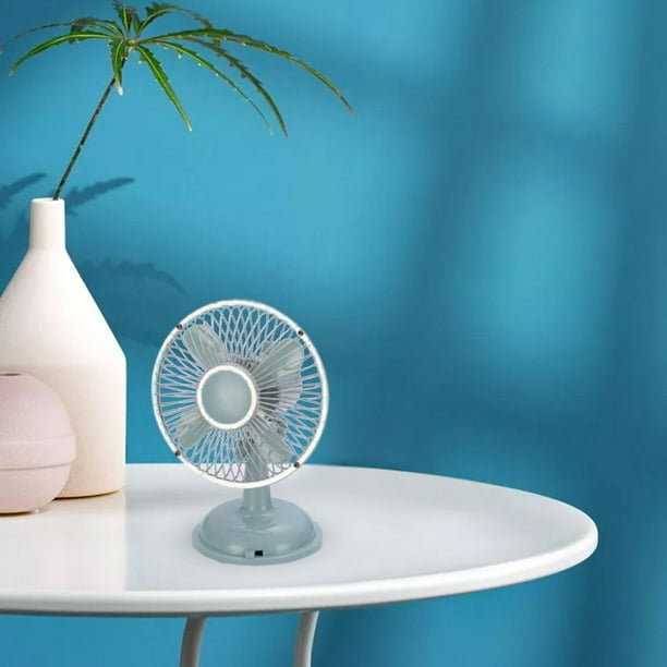 Mini ventiladores de escritorio Pequeño ventilador de refrigeración Mesa de funcionamiento silencioso 2 velocidades Dormitorio Ventilador de cabeza Azul claro Macarena Abanico portátil