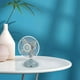 thumbnail image 1 of Mini ventiladores de escritorio Pequeño ventilador de refrigeración Mesa de funcionamiento silencioso 2 velocidades Dormitorio Ventilador de cabeza Azul claro Macarena Abanico portátil, 1 of 8