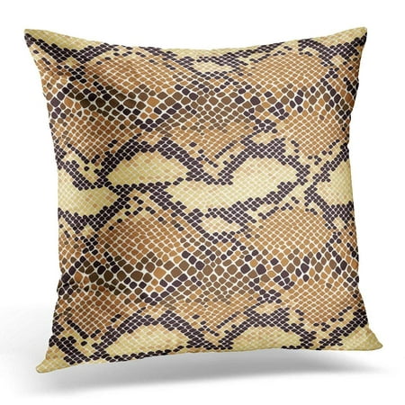 CMFUN Beige Leather Snake Skin Pattern Reptile Animal Brown Snakeskin Pillows case 16x16 Inches Home Decor Sofa Cushion (Best Throw Pillows For Brown Leather Couch)