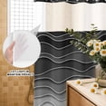 thumbnail image 2 of No Hook Shower Curtain with Built-in Rings - Black Gray Beach Coastal Washable Waterproof Fabric Bathroom Curtains for Hotel,Rentals, Stall 36 X 72 Inch , Abstract Ocean Waves Pattern, 2 of 9