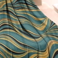 thumbnail image 3 of Teal Marble Gold Wave Pattern Blanket,Comfortable Soft Lamb Wool Throw Blanket,All Season,Warm Lightweight Blankets for Sofa Bed Couch Living Room Chair,30"x40", 3 of 4