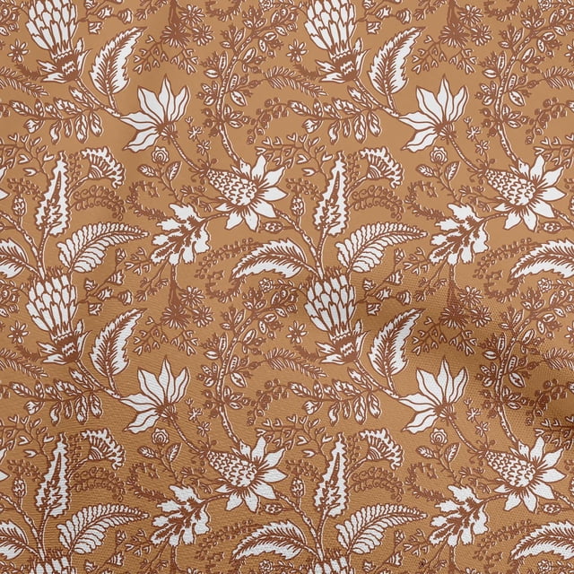 oneOone Coton Flex Brun Tissu Jacobée Robe Florale Tissu Tissu Imprimé par la Cour 40 Pouces de Large