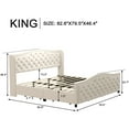 thumbnail image 2 of Bonzy Home King Size Bed Frame with Storage Velvet Upholstered Sleigh Bed with Headboard Button Tufted Easy Assembly Luxury, 2 of 10