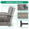 thumbnail image 3 of VIVIJASON 3-Piece Outdoor Conversation Bistro Set, Patio Glider Rocking Chairs Rattan Furniture Sets w/ 2 Rattan Cushioned Chairs and Glass Top Side Table for Porch Backyard, Grey, 3 of 7