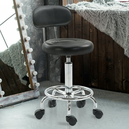 Adjustable Rolling Pu Leather Stool Salon Chair Styling W Backrest Canada Adjustable Rolling Pu Leather Stool, Garage Stool With Backrest Canada