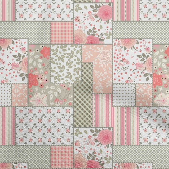oneOone Polyester Lycra Peach Fabric Floral Fabric For Sewing Printed Craft Fabric By The Yard 56 Inch Wide
