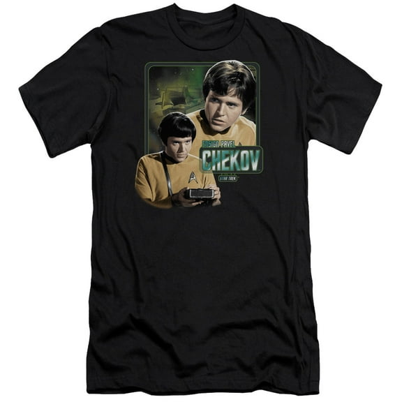 Star Trek Ensign Chekov Premium Canvas Adult Slim Fit 30/1 T-Shirt Black