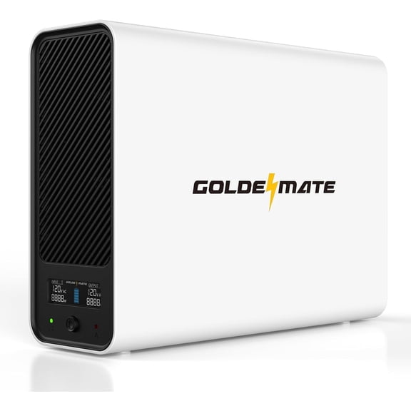 GOLDENMATE 1000VA / 600W Lithium UPS Battery Backup & Surge Protector with Pure Sine Wave Output, USB Auto-Shutdown, 8 Outlets and LCD Display