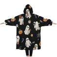 thumbnail image 2 of Oversized Wearable Blanket Hoodie,Costumed Ghost Halloween Pattern Sherpa Blanket Hoodie with Super Pockets,Super Warm Fuzzy Pullover for Women & Men, 2 of 6