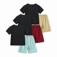thumbnail image 2 of Fdqin Boys Summer Clothes 4 Pcs Color‑Block Short Sleeve Shirt and Elastic Waist Shorts Sets Beach Vacation Outfit Yellow Red Green 3-4 Years, 2 of 6