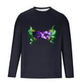 thumbnail image 3 of Ceisia Men's Mardi Gras Mask Print T-Shirt | Slim Long-Sleeve Crewneck Winter Casual Top Gift, 3 of 5