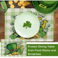 thumbnail image 4 of St. Patrick''s Day Top Hat Placemats Set of 4, Eucalyptus Leaves Shamrock Clover Plaid Farmhouse Dining Table Place Mats, Gold Horseshoe Irish Holiday Kitchen Decor Home Decoration 12 x 18 Inch, 4 of 5