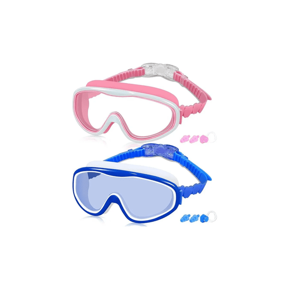 Juego De Gafas De Natación Antivaho Ajustable Para Ninos,2pz Malubero Rosa y Azul